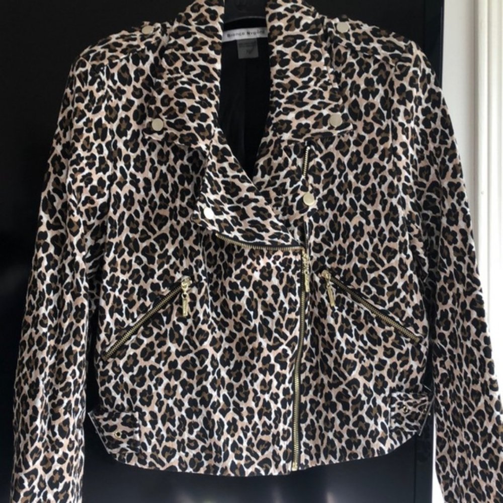 BIANCA NYGARD LEOPARD PRINT MOTO JACKET
